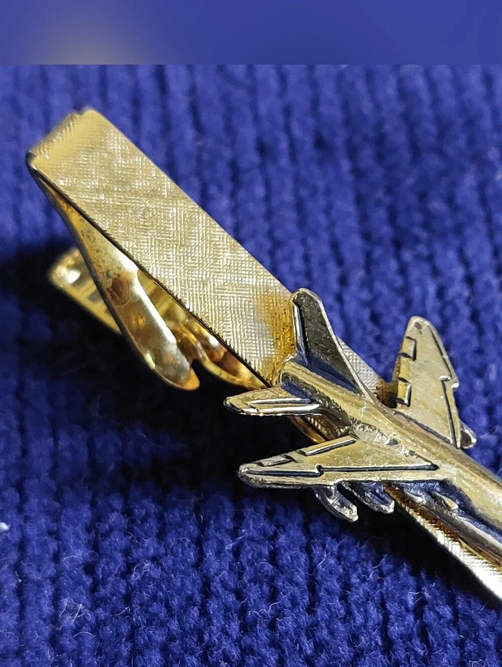 Vintage USA Flag / Jet Plane Tie Clips, Estate Jewelry, Lot of 2 Pieces